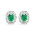 Genuine Diamond and Zambian Emerald 14k Gold Studs by Fine Color Jewels