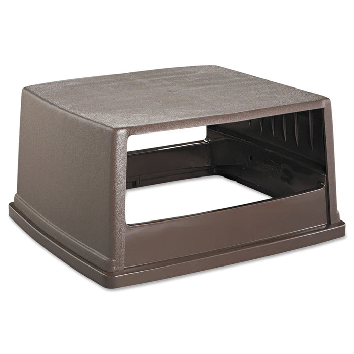 Rubbermaid Glutton Receptacle, Hooded Top without Door, Rectangular, 23w x 26.63d x 13h, Brown