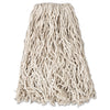 Rubbermaid Economy Cut-End Cotton Wet Mop Head, 20oz, 1" Band, White, 12/Carton