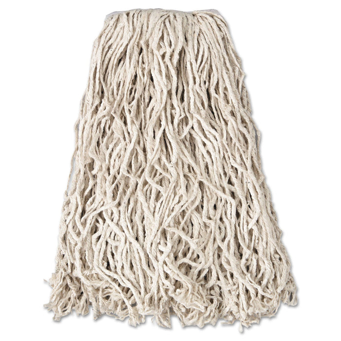 Rubbermaid Economy Cut-End Cotton Wet Mop Head, 20oz, 1" Band, White, 12/Carton