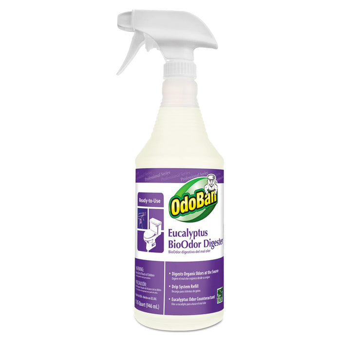 OdoBan BioOdor Digester, Eucalyptus Scent, 32 oz Spray Bottle, 12/Carton