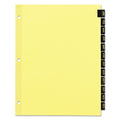 Office Essentials Preprinted Black Leather Tab Dividers, 12-Tab, Jan. to Dec., 11 x 8.5, Buff, 1 Set