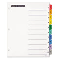 Office Essentials Table 'n Tabs Dividers, 10-Tab, 1 to 10, 11 x 8.5, White, Assorted Tabs, 1 Set