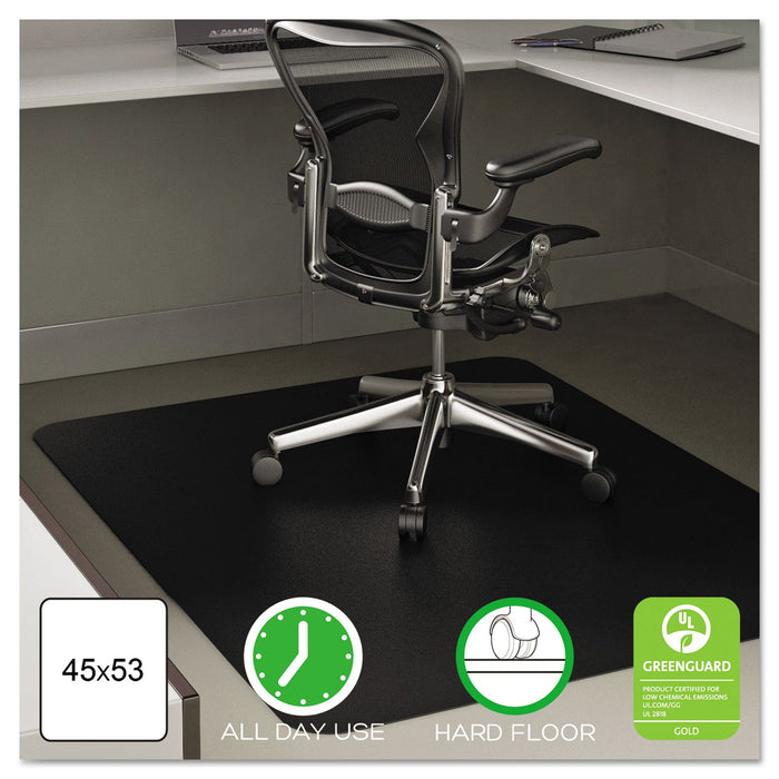 deflecto EconoMat All Day Use Chair Mat for Hard Floors, 45 x 53, Rectangular, Black