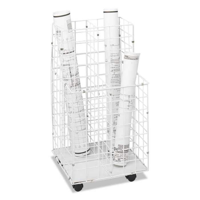 Safco Wire Roll Files, 4 Compartments, 16.25w x 16.5d x 30.5h, White