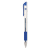 Universal Comfort Grip Gel Pen, Stick, Medium 0.7 mm, Blue Ink, Clear Barrel, Dozen