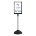 Safco Double Sided Sign, Magnetic/Dry Erase Steel, 18 x 18, White, Black Frame