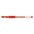 Universal Comfort Grip Gel Pen, Stick, Medium 0.7 mm, Red Ink, Clear Barrel, Dozen