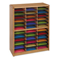 Safco Steel/Fiberboard Literature Sorter, 36 Compartments, 32.25 x 13.5 x 38, Oak