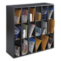 Safco Wood Mail Sorter with Adjustable Dividers, Stackable, 18 Compartments, 33.75 x 12 x 32.75, Black
