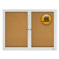 Quartet Enclosed Cork Bulletin Board, Cork/Fiberboard, 48" x 36", Silver Aluminum Frame