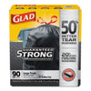 Glad Drawstring Large Trash Bags, 30 gal, 1.05 mil, 30" x 33", Black, 90/Carton