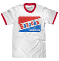 Topps Bazooka Bubble Gum Ringer T-Shirt- Red and White by Tee Luv
