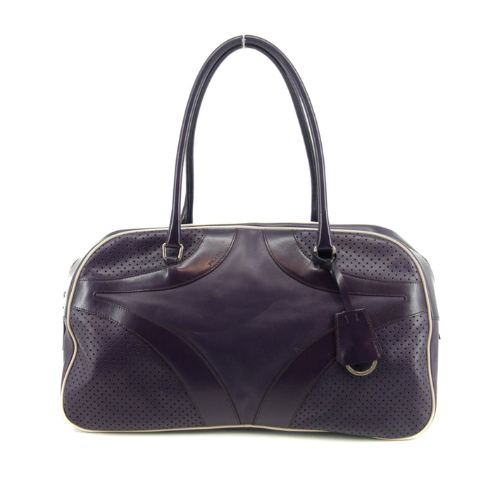Prada Vitello Drive Perforated Bowling Bag Purple #2848 by Bolt Boutique
