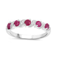 0.65 Ct Round Pink Ruby Prong Silver Five Stone Ring by Fine Color Jewels