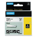 DYMO Rhino Permanent Vinyl Industrial Label Tape, 0.5" x 18 ft, White/Black Print