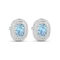 Genuine Diamond and Aquamarine Oval Stud Earrings by Fine Color Jewels