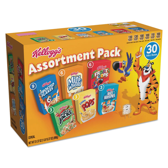 Kellogg's Breakfast Cereal Mini Boxes, Assorted, 2.39 oz Box, 30/Carton