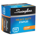 Swingline S.F. 39 Heavy-Duty Staples, 0.38" Leg, 0.5" Crown, Steel, 5,000/Box