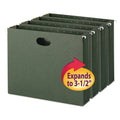 Smead Hanging Pockets with Full-Height Gusset, 1 Section, 3.5" Capacity, Letter Size, Standard Green, 10/Box