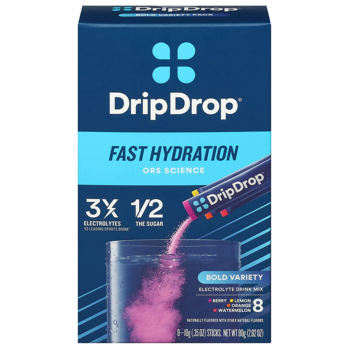 Drip Drop Dehydration Relief Bold Variety Powder 8Ct by Pasteur Pharmacy