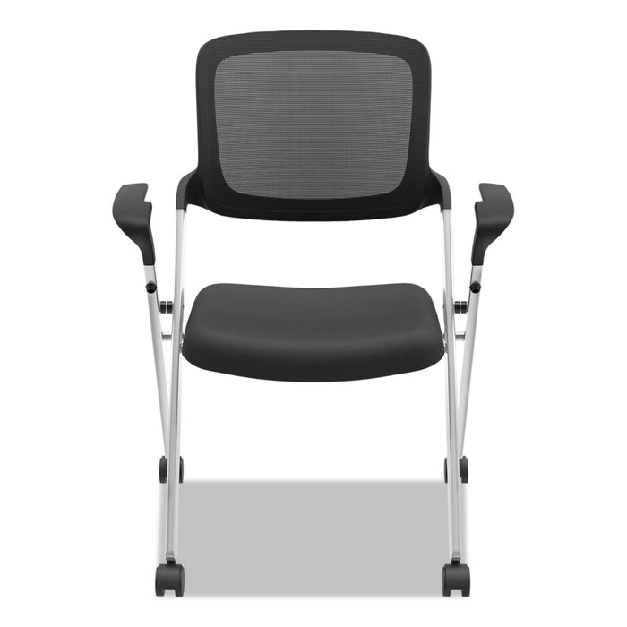 HON VL314 Mesh Back Nesting Chair, Supports Up to 250 lb, Black Seat/Back, Silver Base