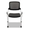 HON VL304 Mesh Back Nesting Chair, Supports Up to 250 lb, Black Seat/Back, Silver Base