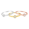 Tri-Color 14K Gold Plated .925 Sterling Silver 1/6 Cttw Round Miracle-Set Diamond Stacking Promise Ring Set (J-K Color, I1-I2 Clarity) - Size 7 by Bids.com