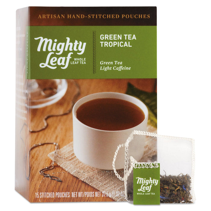 Mighty Leaf Whole Leaf Tea Pouches, Green Tea Tropical, 15/Box