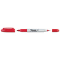 Sharpie Twin-Tip Permanent Marker, Extra-Fine/Fine Bullet Tips, Red, Dozen