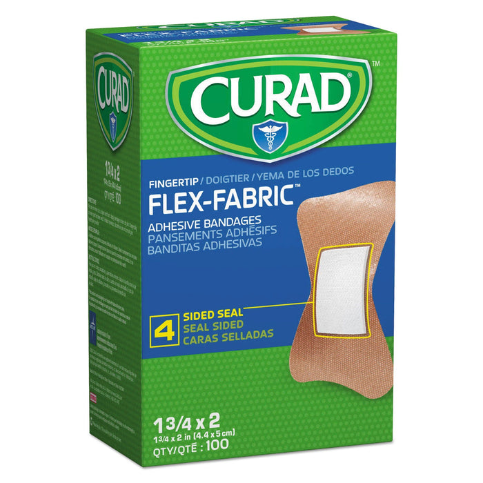 Curad Flex Fabric Bandages, Fingertip, 1.75 x 2, 100/Box