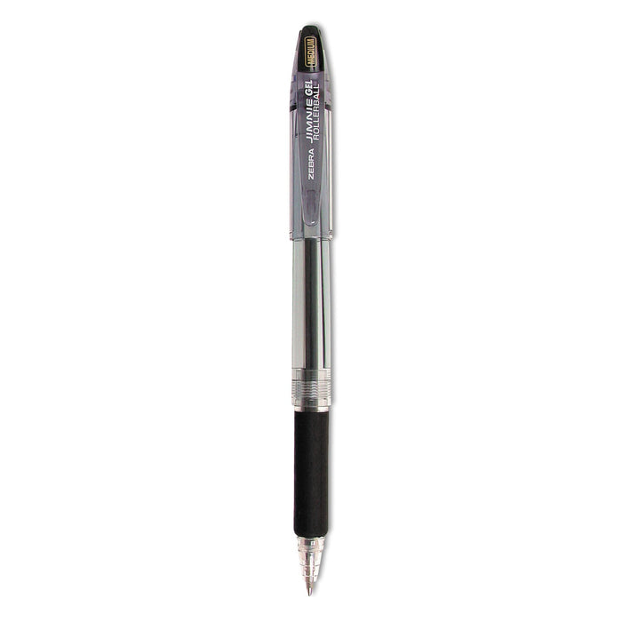 Zebra Jimnie Gel Pen, Stick, Medium 0.7 mm, Black Ink, Smoke Barrel, 12/Pack