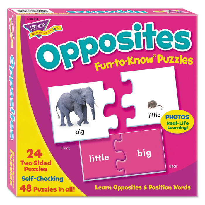 TREND Fun to Know Puzzles, Opposites, Ages 3 and Up, 24 Puzzles