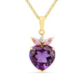 Chunky Amethyst Heart Pendant Necklace by Fine Color Jewels