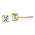 14k Gold Lab Diamond Round Solitaire Stud Earrings by Fine Color Jewels