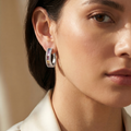 IGI Certified 2.13 Ct Multi Color Unheated Sapphire Diamond channel-set 14K White Gold J Hoop Earrings by Fine Color Jewels