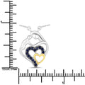 Round Blue Sapphire Prong Silver Double Heart Pendant Necklace by Fine Color Jewels