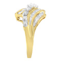10K Yellow Gold Round and Baguette Diamond-Cut Ring (1/2 Cttw, I-J Color, I1-I2 Clarity) - Size 7 by Bids.com