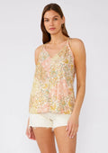 Bohemian Floral V Neck Racerback Tank Top: Dusty Peach/Rust by Boutique 23