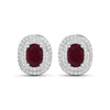 Genuine White Diamond and Ruby Studs