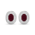 Genuine White Diamond and Ruby Studs by Fine Color Jewels