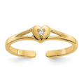10K Yellow Gold Toe Ring Heart Shaped by Fine Color Jewels