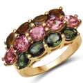 14K Yellow Gold Plated 4.58 Carat Genuine Multi Tourmaline .925 Sterling Silver Ring by Bids.com