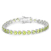 13.64 Ct Heart Green Peridot Prong Sterling Silver Box Clasp Tennis Bracelet