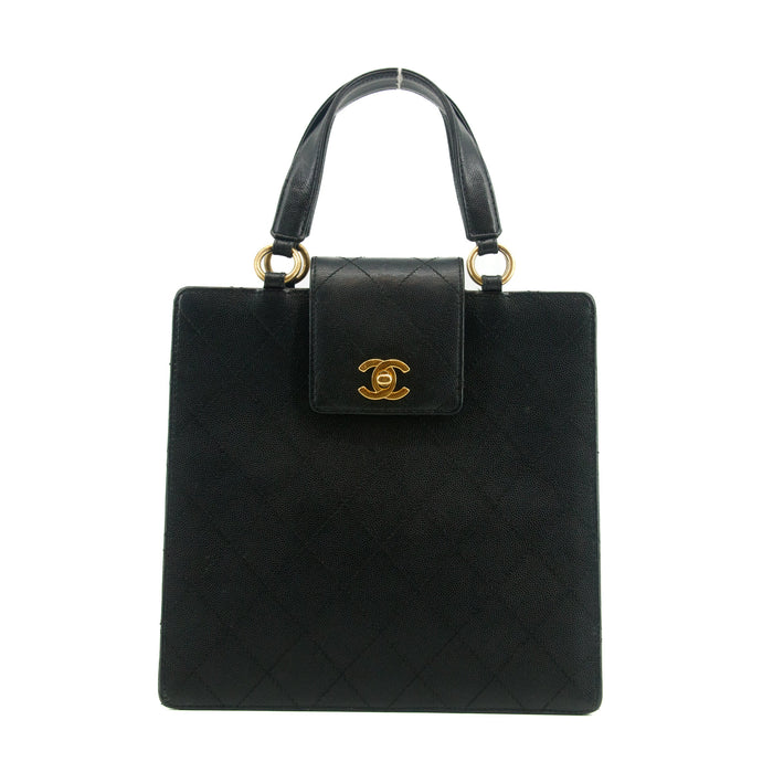 Chanel Matelasse Caviar Skin Turnlock Tote Bag Black 13 Series #2918 by Bolt Boutique