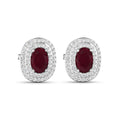 Genuine White Diamond and Ruby Studs by Fine Color Jewels