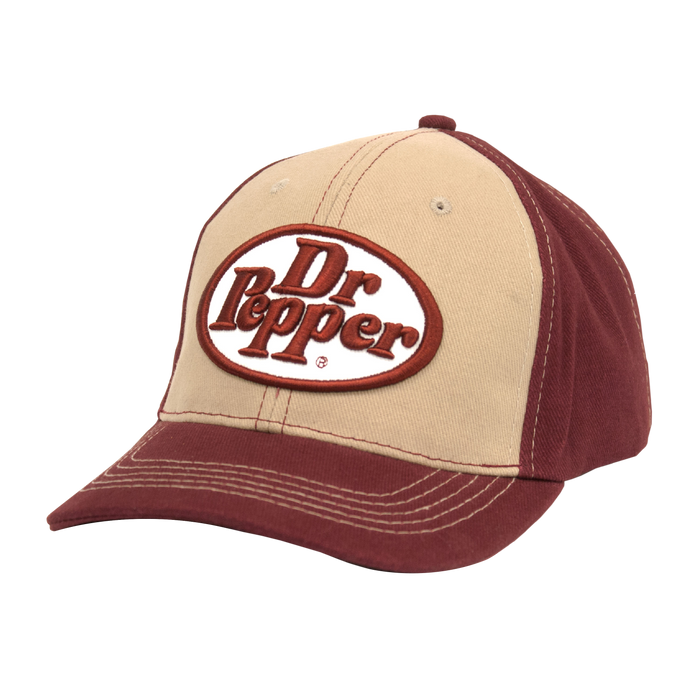 Dr Pepper Oval Logo Hat - Tan and Red by Tee Luv