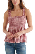 Lucky Brand Cotton Gingham-Print Smocked Tank Top, Size Small by Vanessa Jane