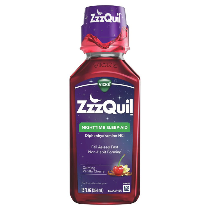 Vick's ZzzQuil Nighttime Calming Vanilla Cherry Sleep-AidL 12 Fl Oz by Pasteur Pharmacy