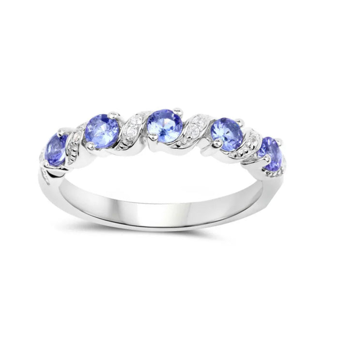 Genuine London Blue Topaz 5 Stone Ring by Fine Color Jewels